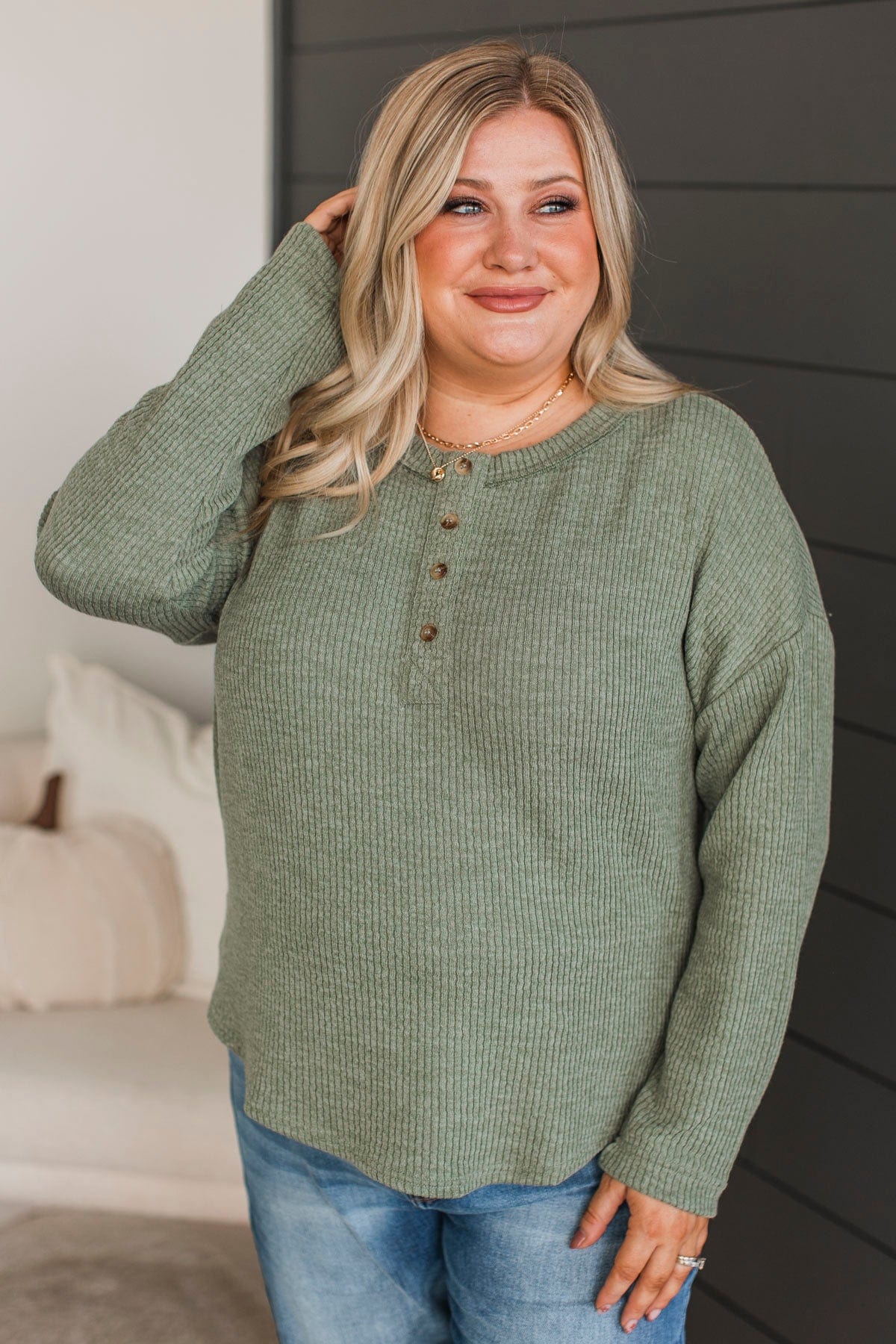 Best Part Of Me Long Sleeve Top- Light Olive