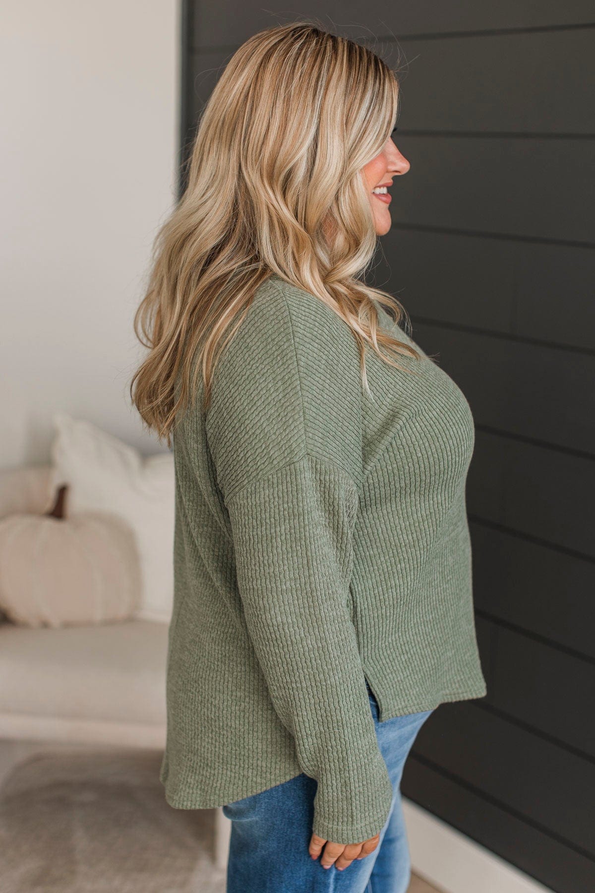 Best Part Of Me Long Sleeve Top- Light Olive