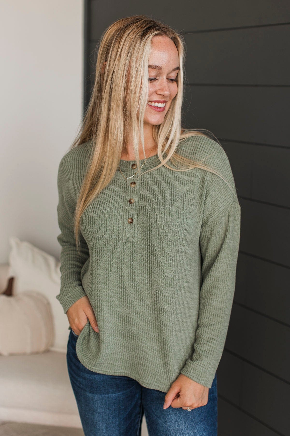 Best Part Of Me Long Sleeve Top- Light Olive