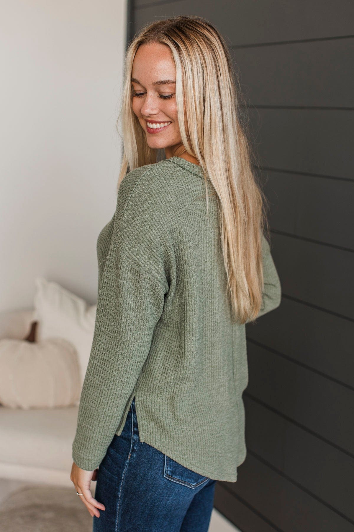 Best Part Of Me Long Sleeve Top- Light Olive