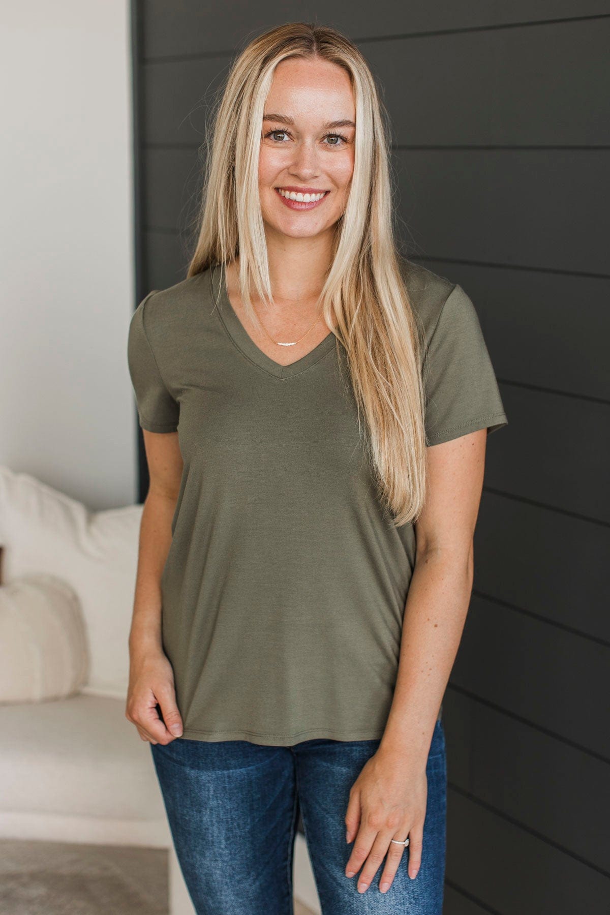 Thread & Supply Late Night Chats Top- Dark Olive