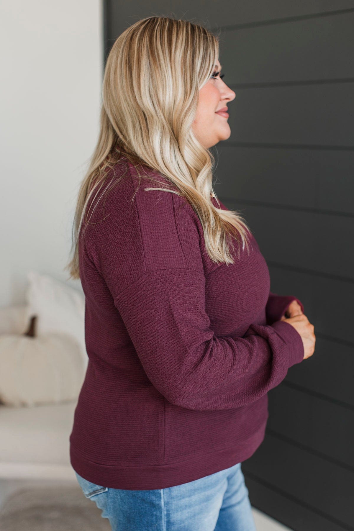 All Over Again Knit Top- Burgundy