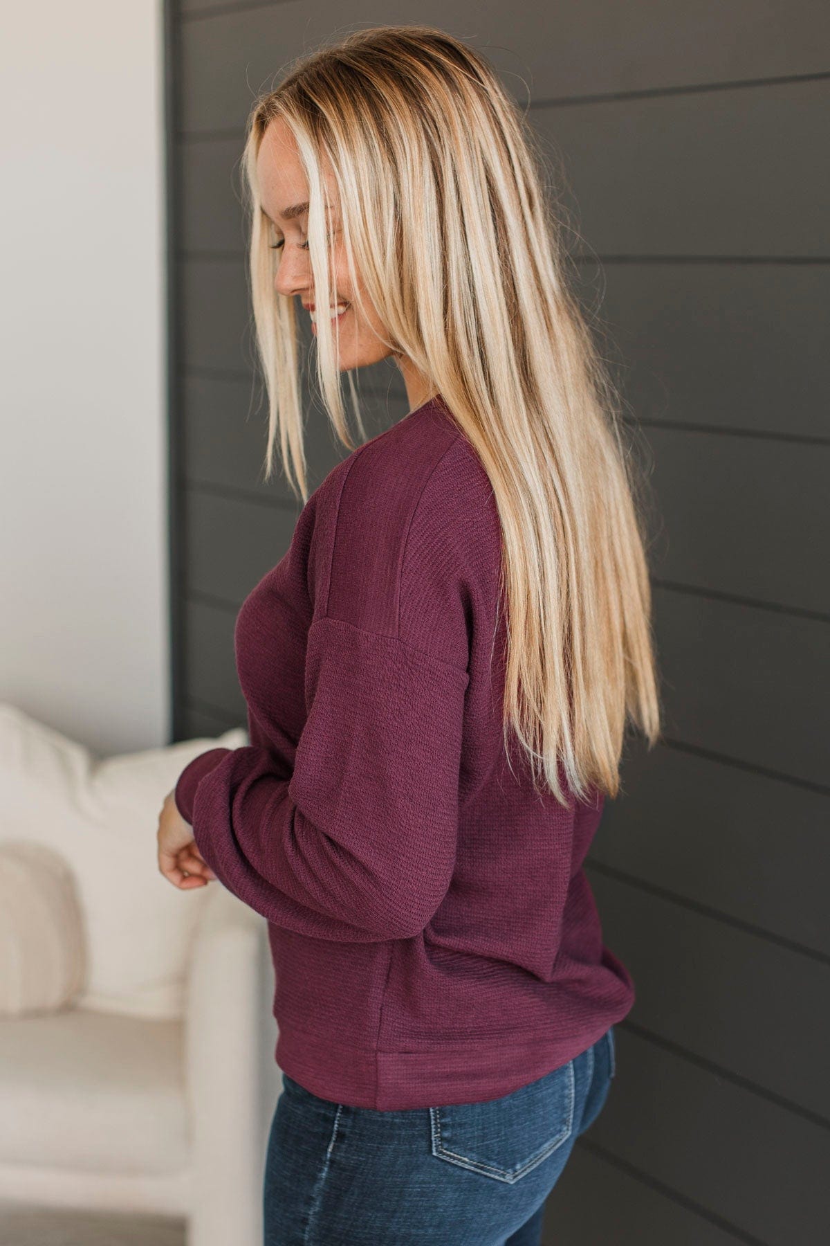 All Over Again Knit Top- Burgundy