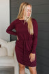 Living For Tonight Long Sleeve Dress- Wine