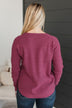 Keep Hoping Waffle Knit Sweater- Berry