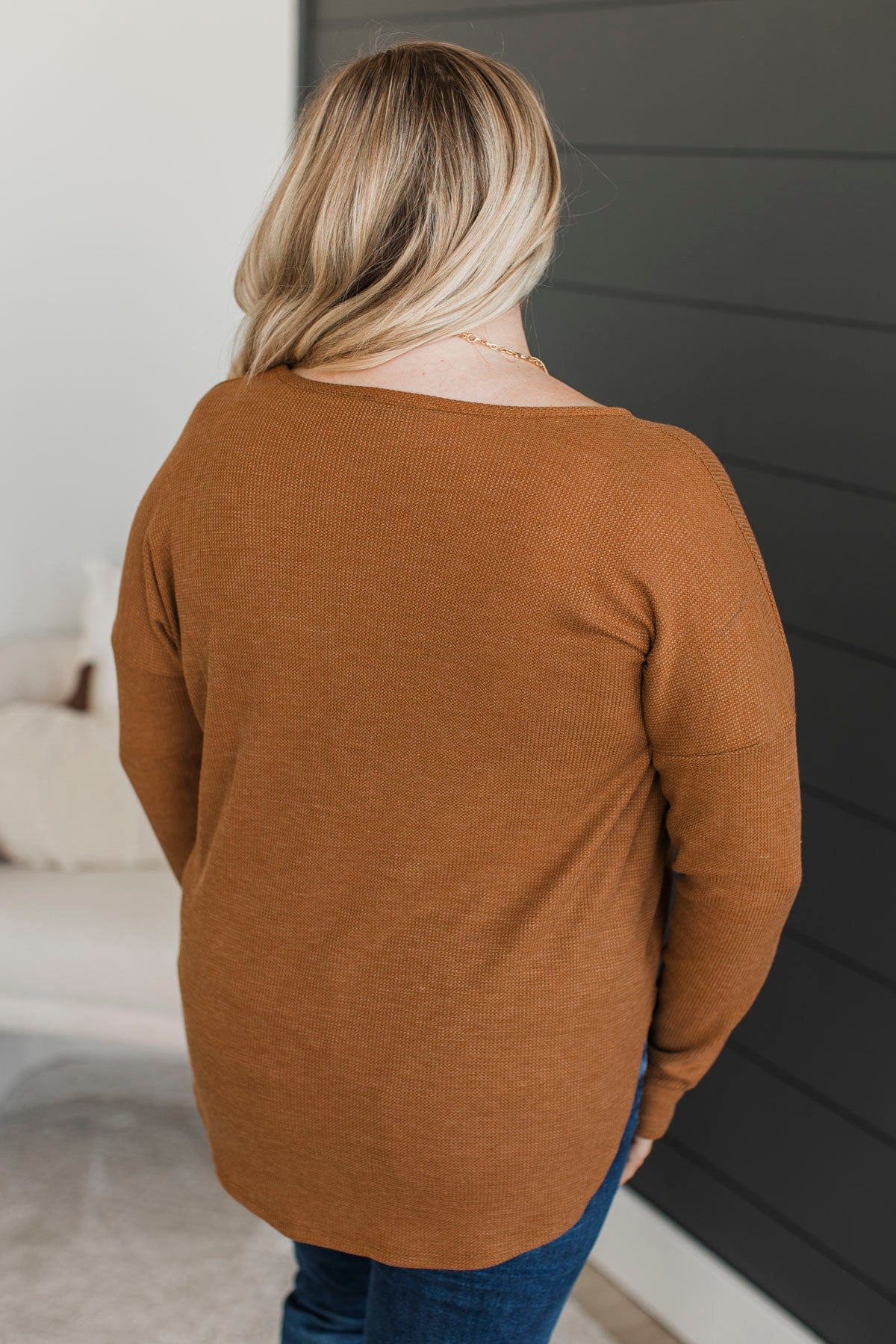 Hello To Happiness V-Neck Top- Caramel