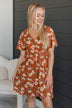 Such A Catch Floral Dress- Rust