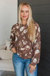 Next To Happiness Hooded Floral Top- Brown