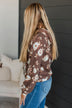 Next To Happiness Hooded Floral Top- Brown