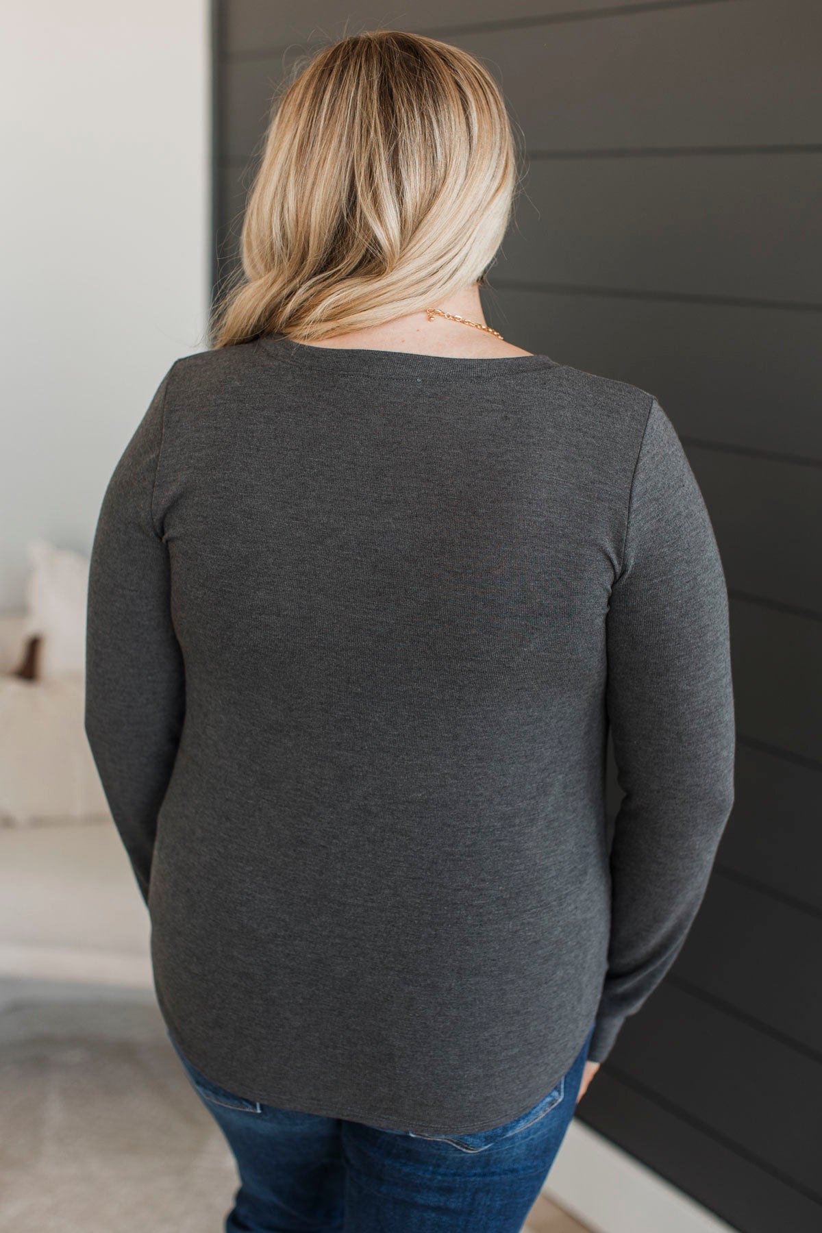 In The Clear Long Sleeve Top- Charcoal