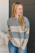 New Aspirations Striped Sweater- Heather Grey