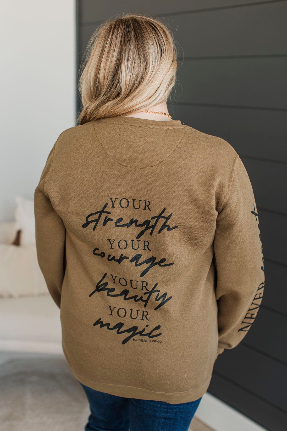 "You Are Awesome" Crew Neck Pullover- Tan