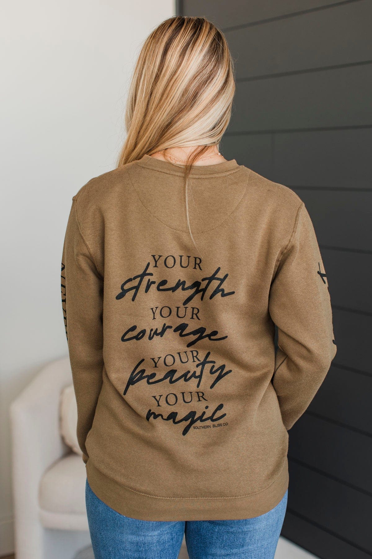 "You Are Awesome" Crew Neck Pullover- Tan