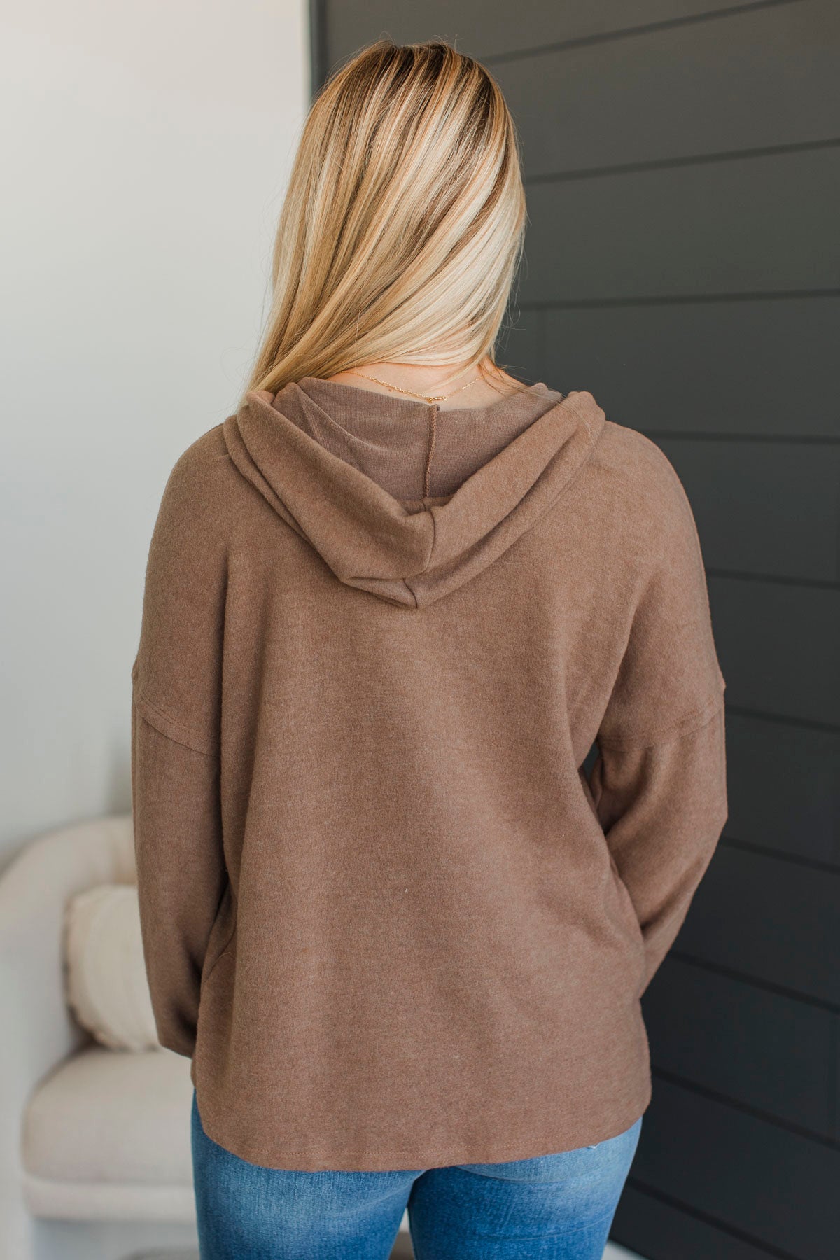 Ready Or Not Hooded Pullover Top- Light Brown