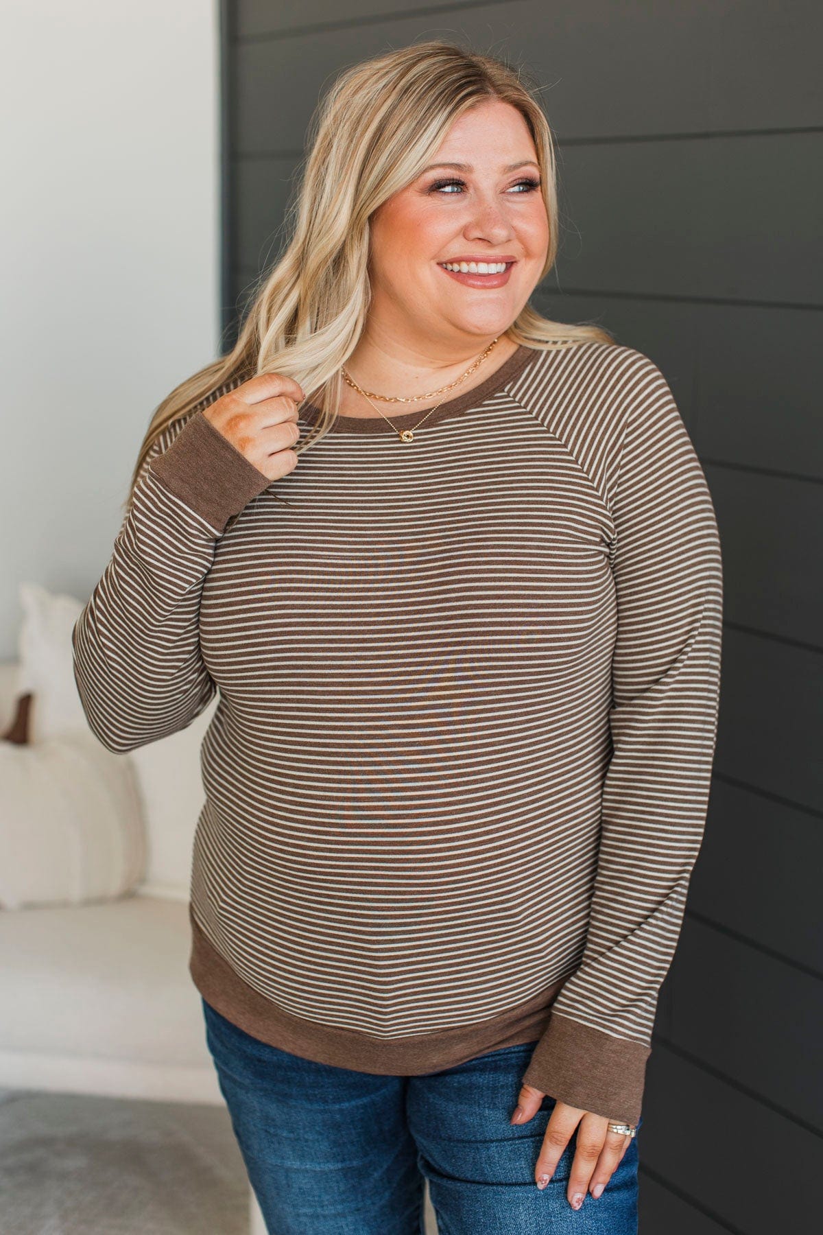 Better Than Yesterday Striped Top- Brown