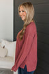 Everyday Dreams Ribbed Sweater- Rust