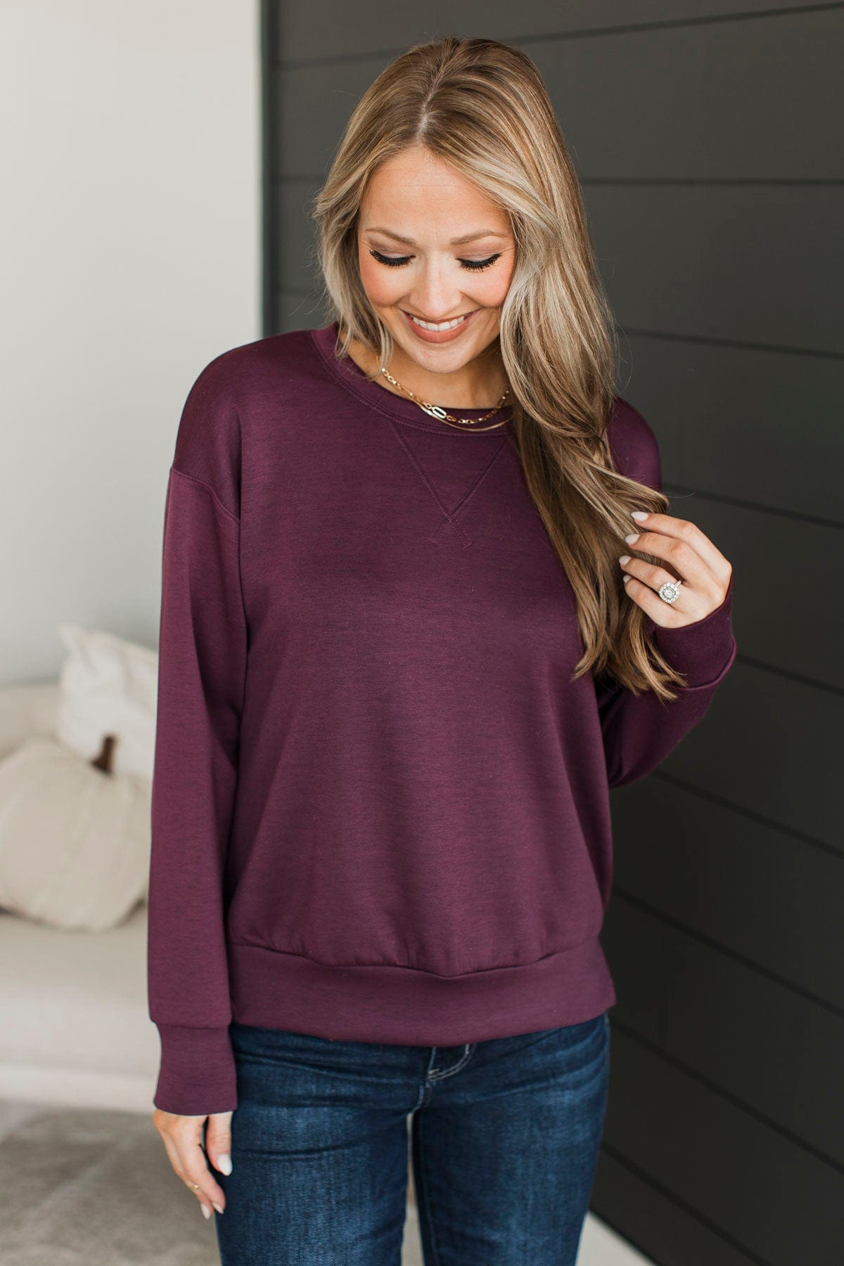 Ready For Fun Pullover Top- Wine