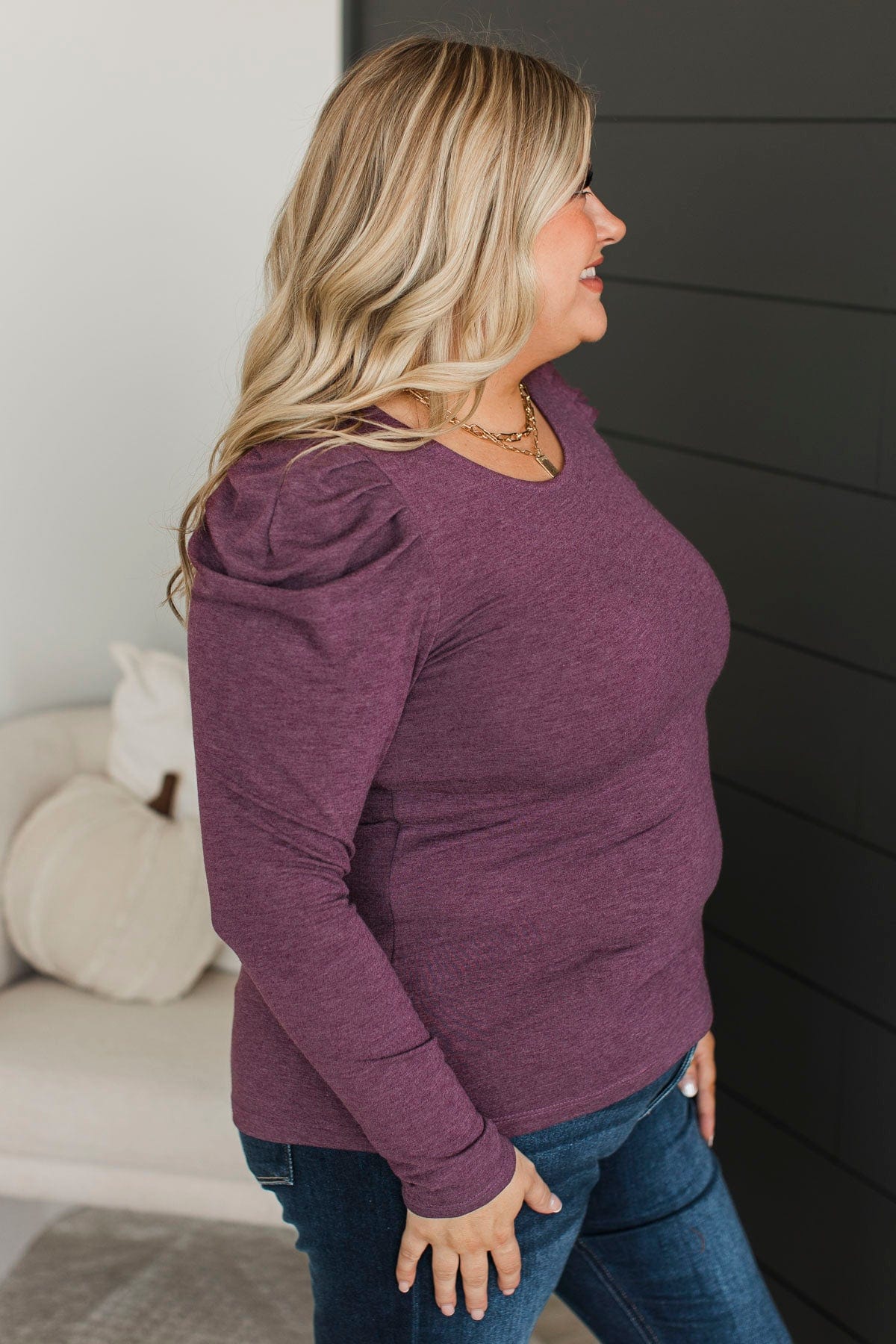 Holding Hands Long Sleeve Top- Plum