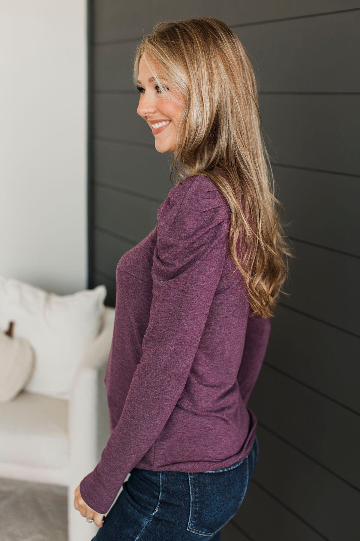 Holding Hands Long Sleeve Top- Plum