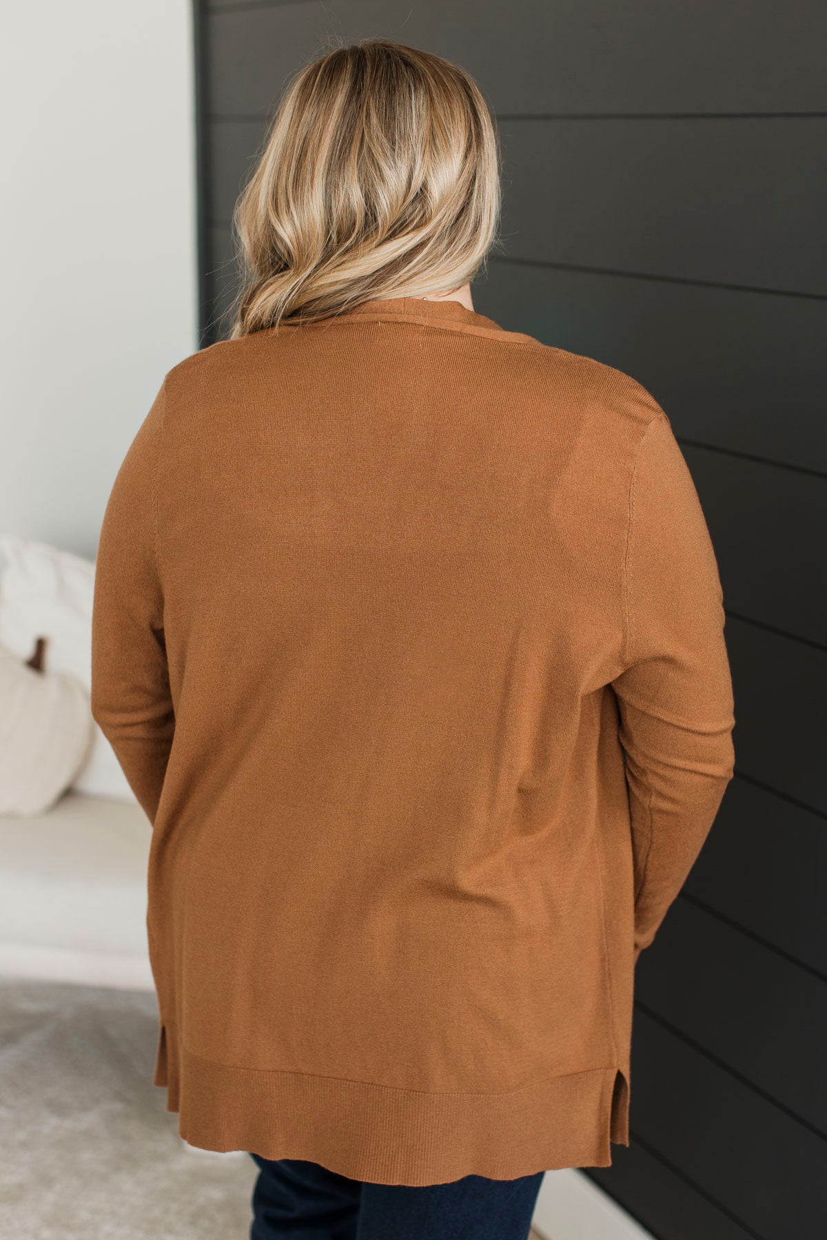 Time To Be Alive Drape Cardigan- Dark Camel