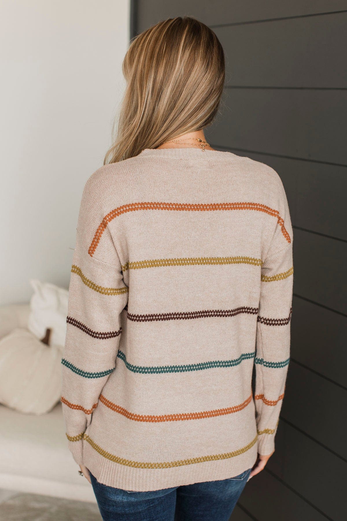 Nobody But Us Striped Sweater- Sand