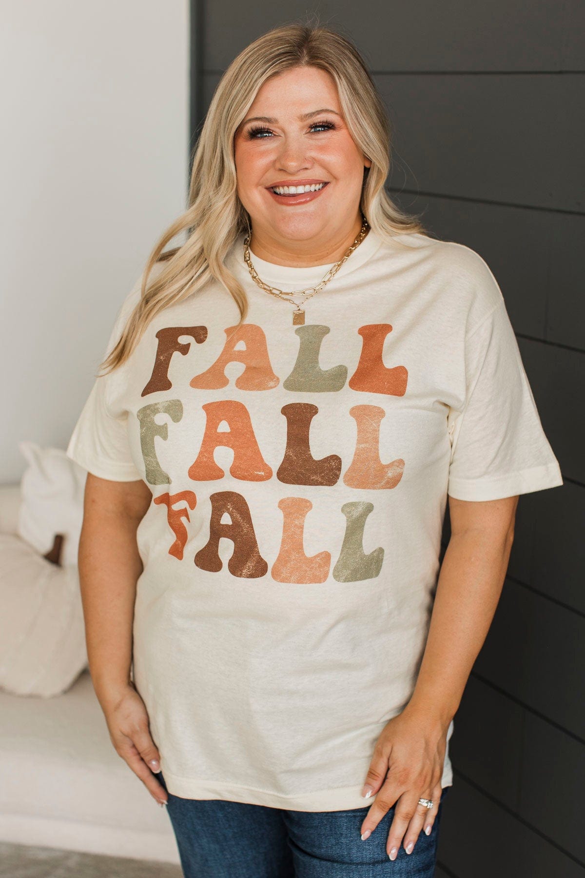 "Fall" Boho Graphic Tee- Cream