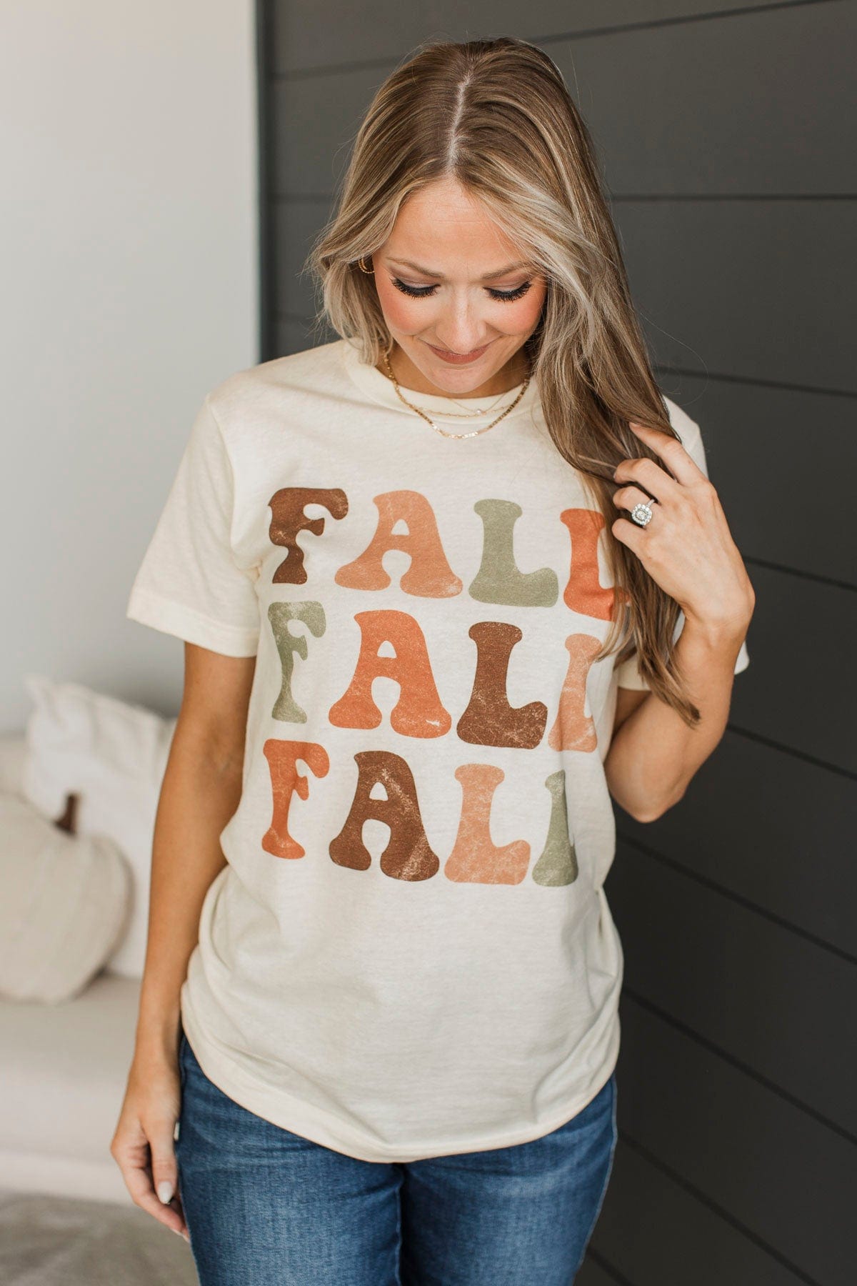 "Fall" Boho Graphic Tee- Cream