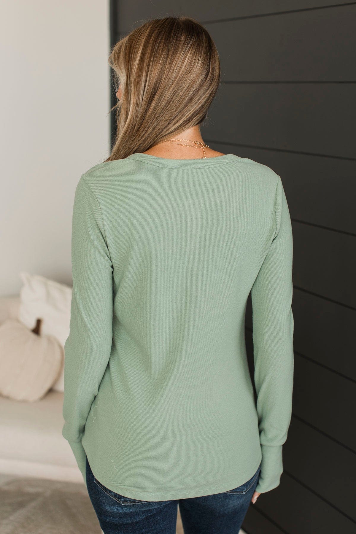 Out Of My Way Henley Top- Sage