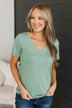 Hello Lovely V-Neck Top- Sage