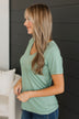 Hello Lovely V-Neck Top- Sage