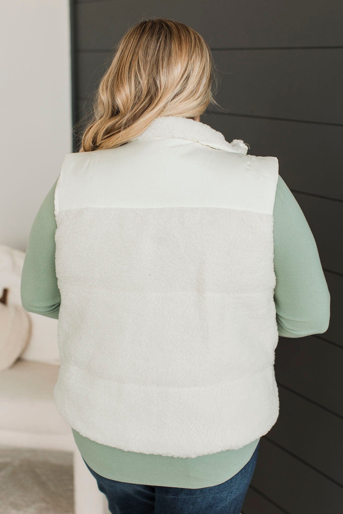 Play By The Rules Puffer Vest- Ivory