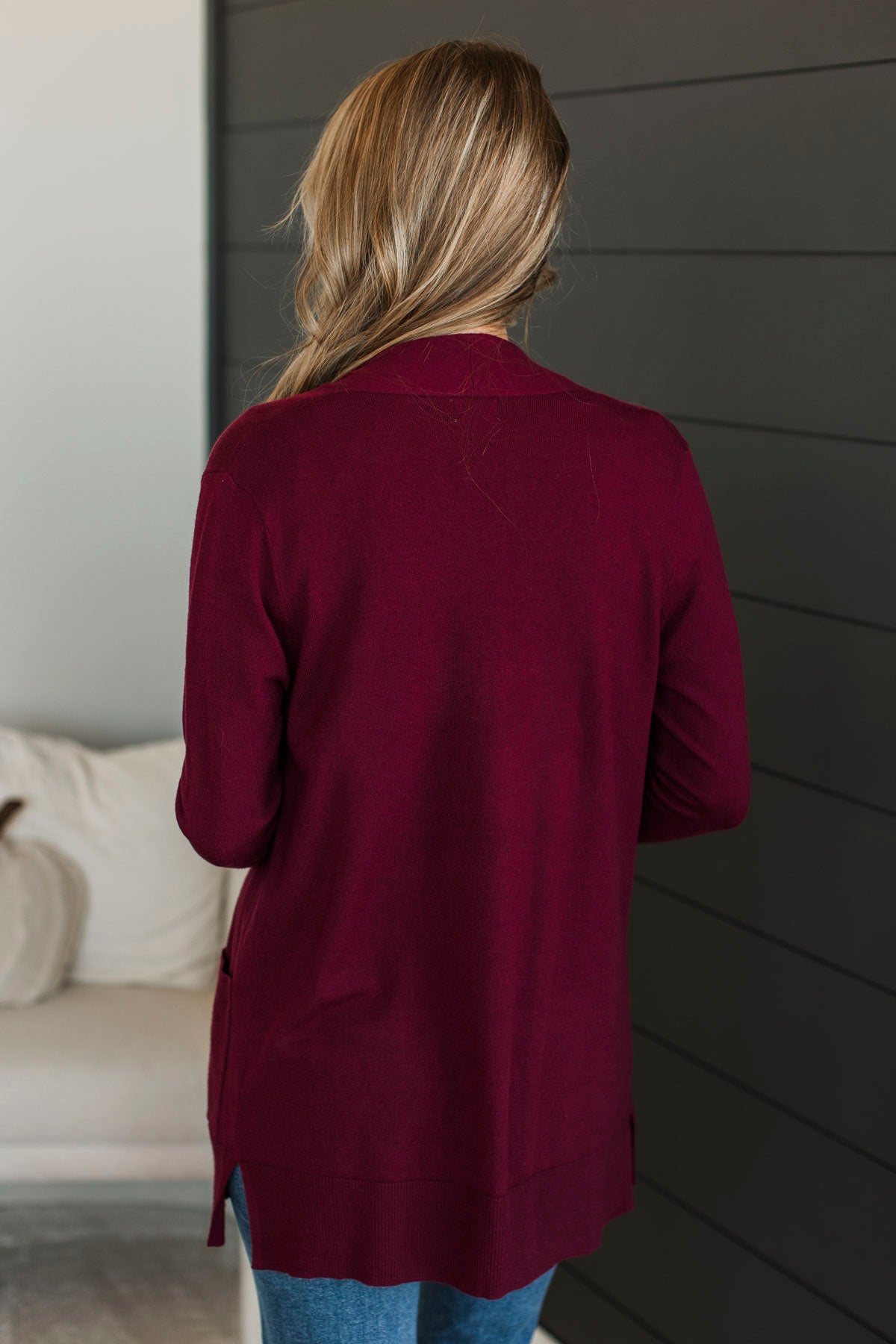 Time To Be Alive Drape Cardigan- Burgundy