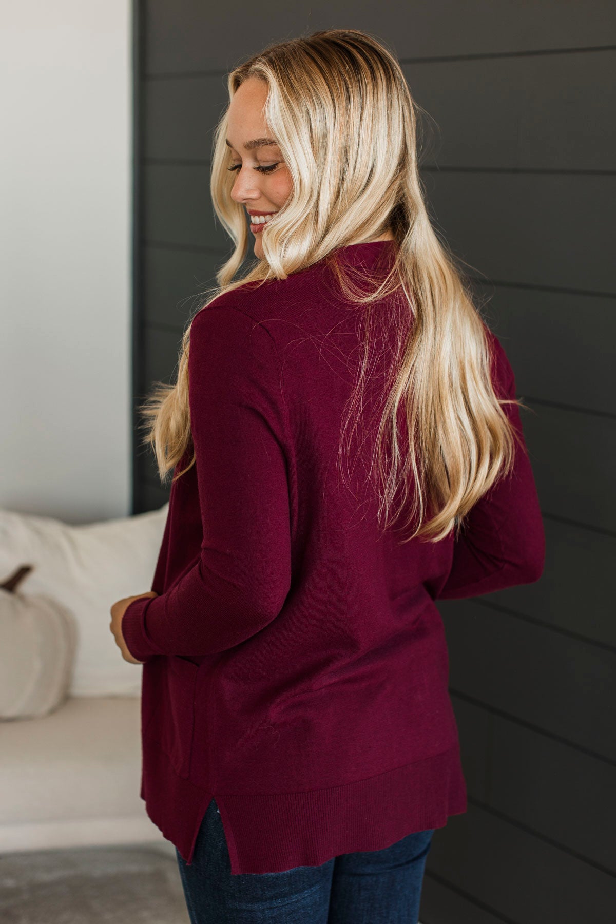 Time To Be Alive Drape Cardigan- Burgundy