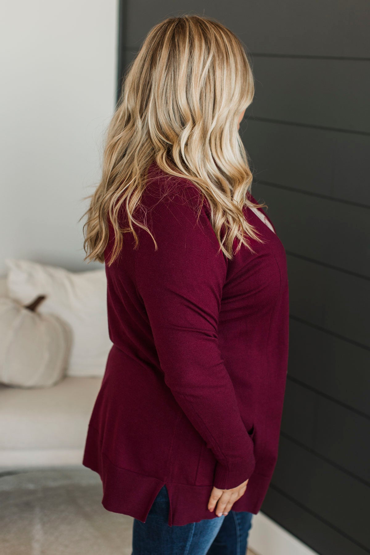 Time To Be Alive Drape Cardigan- Burgundy