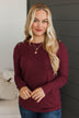 From The Heart Button Knit Sweater- Burgundy