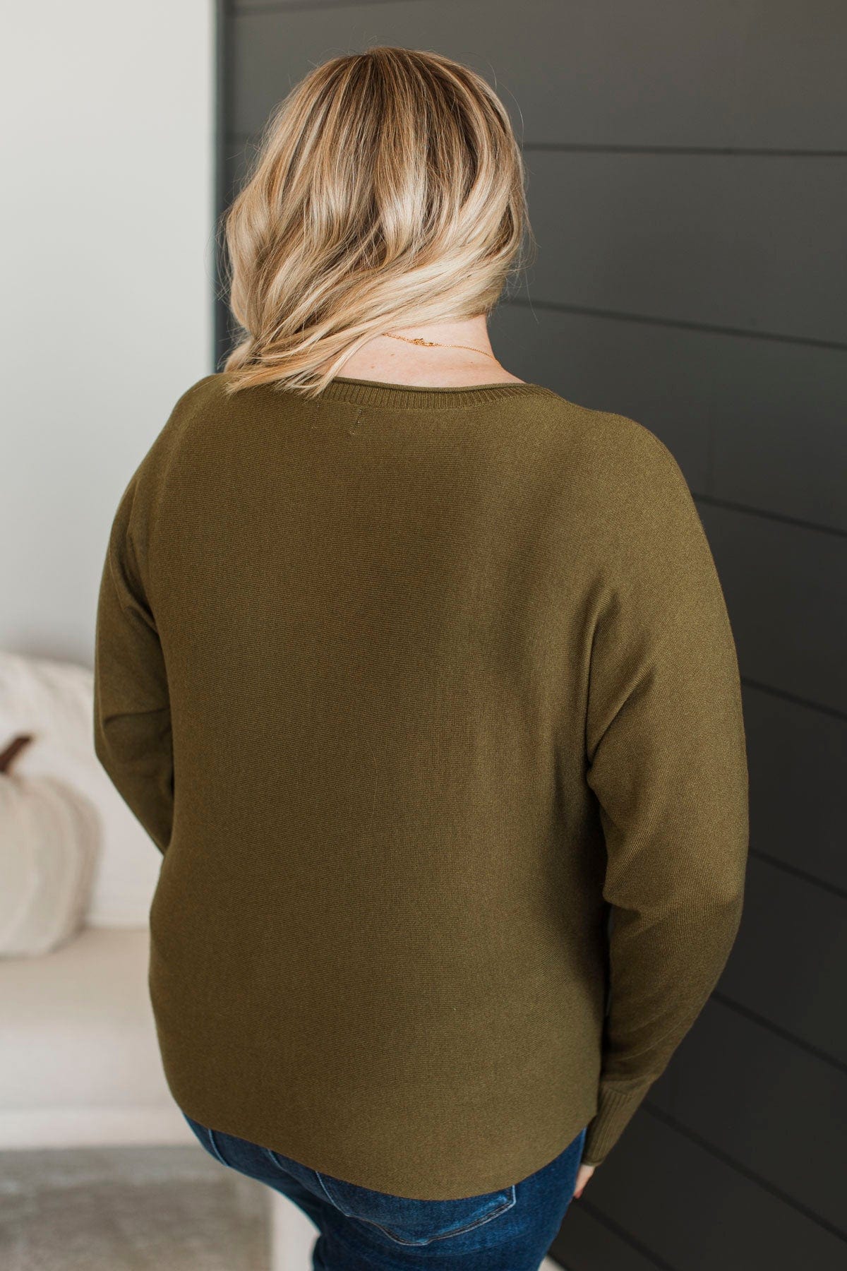 Caught Your Interest Dolman Sweater- Moss