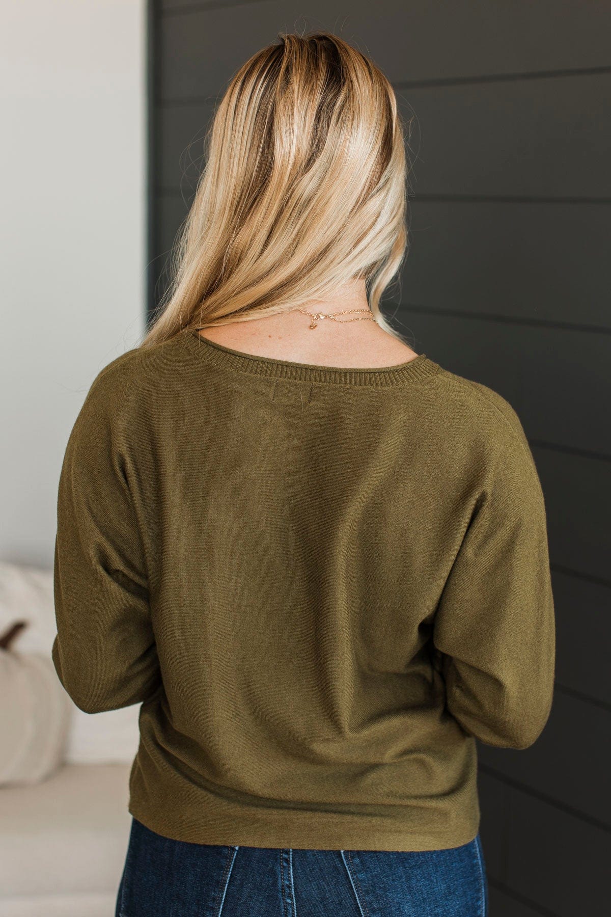 Caught Your Interest Dolman Sweater- Moss