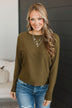 Caught Your Interest Dolman Sweater- Moss