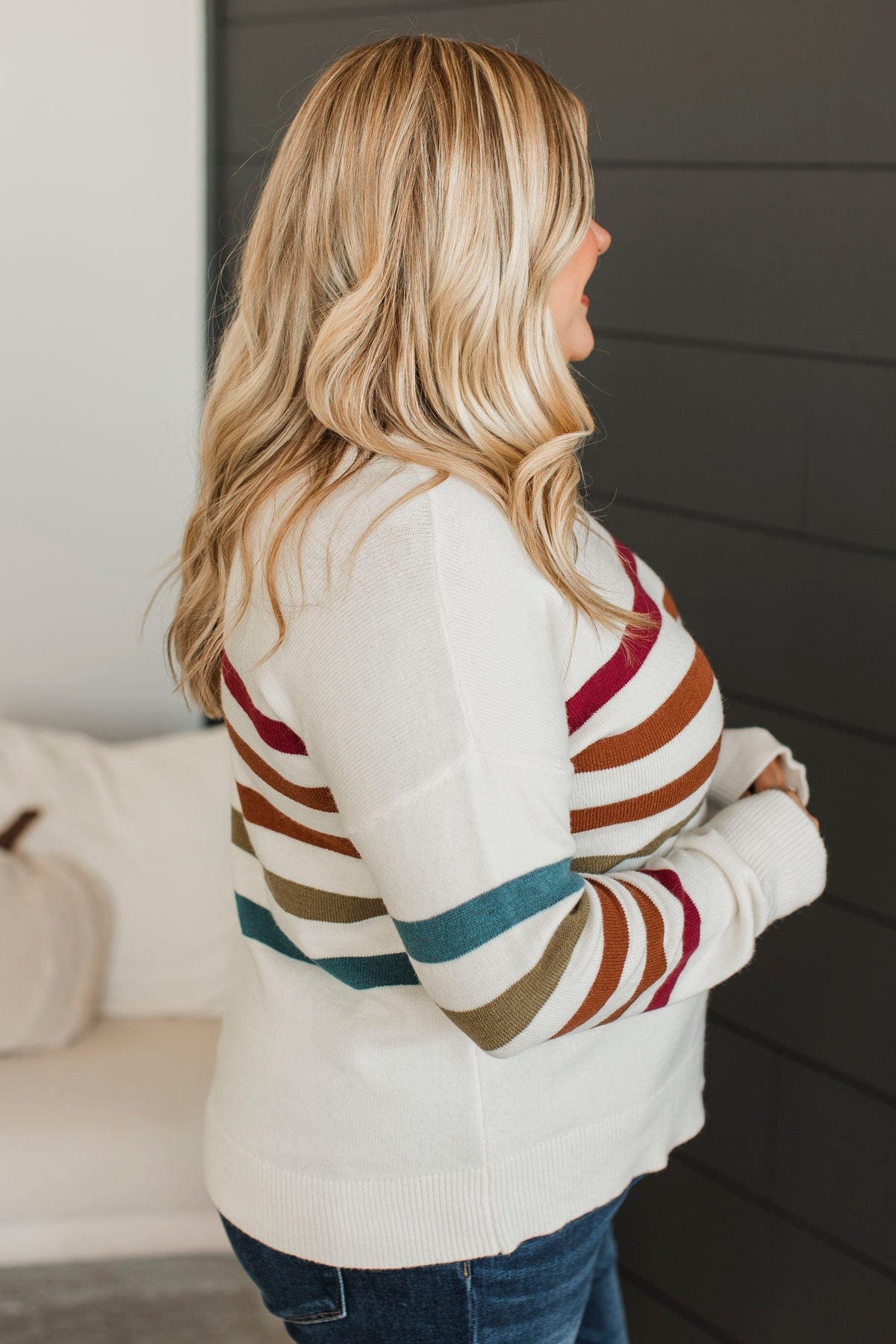 Keep Coming Back Striped Sweater- Off-White