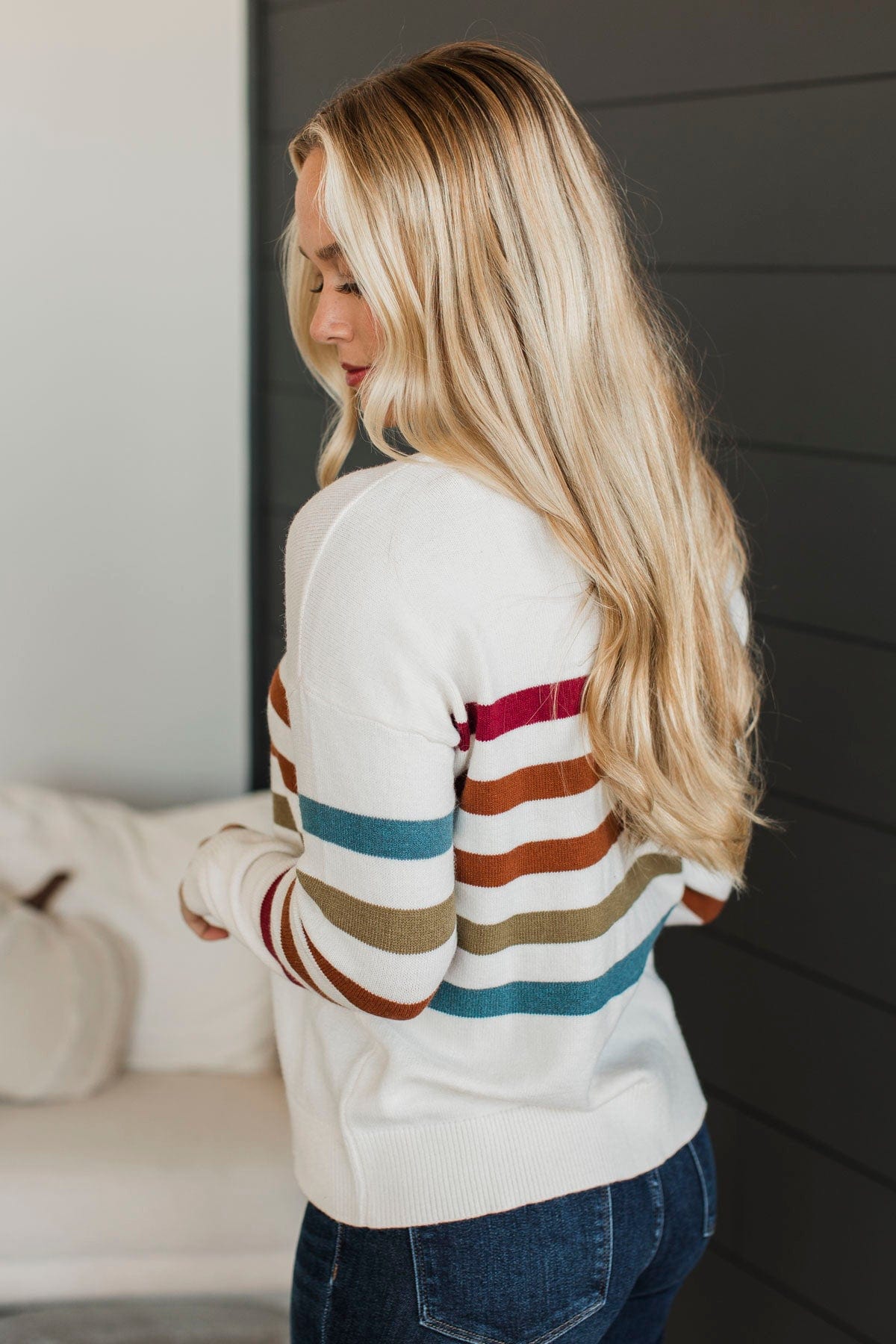 Keep Coming Back Striped Sweater- Off-White