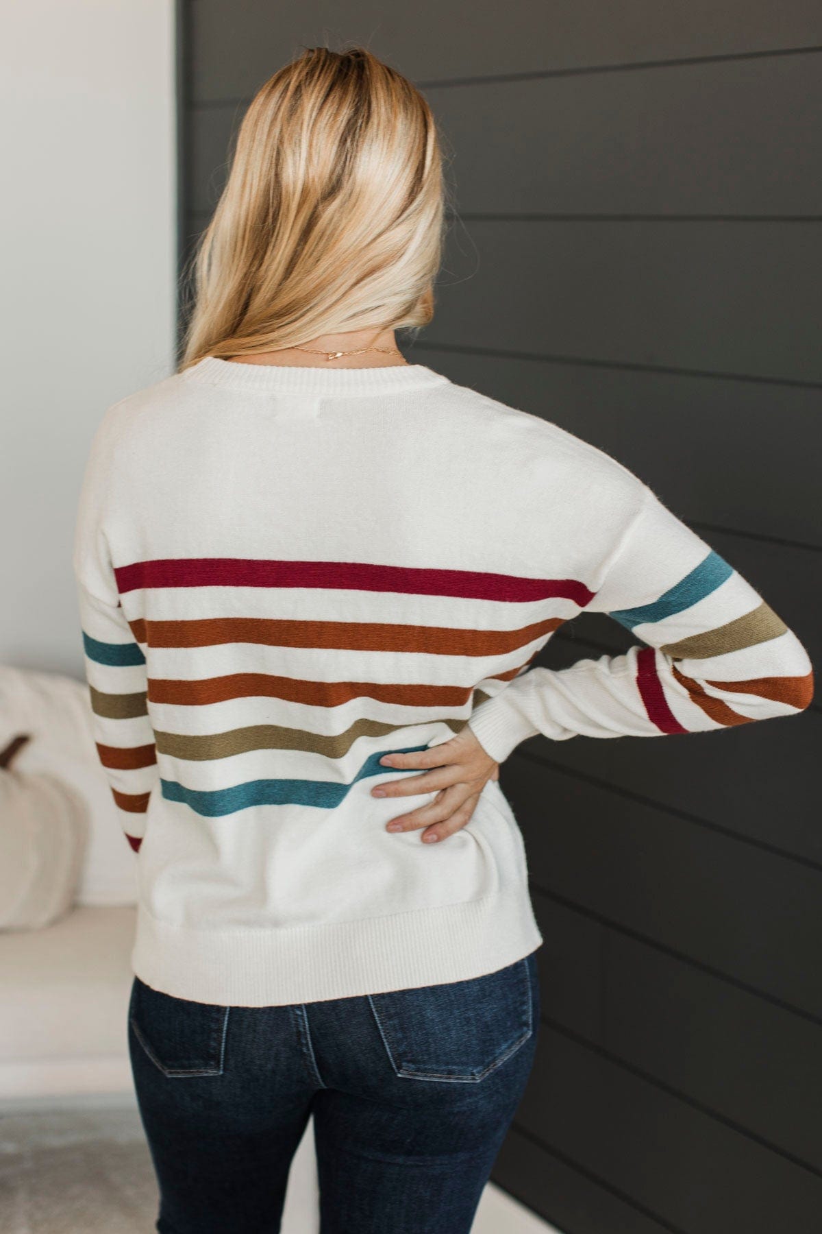 Keep Coming Back Striped Sweater- Off-White