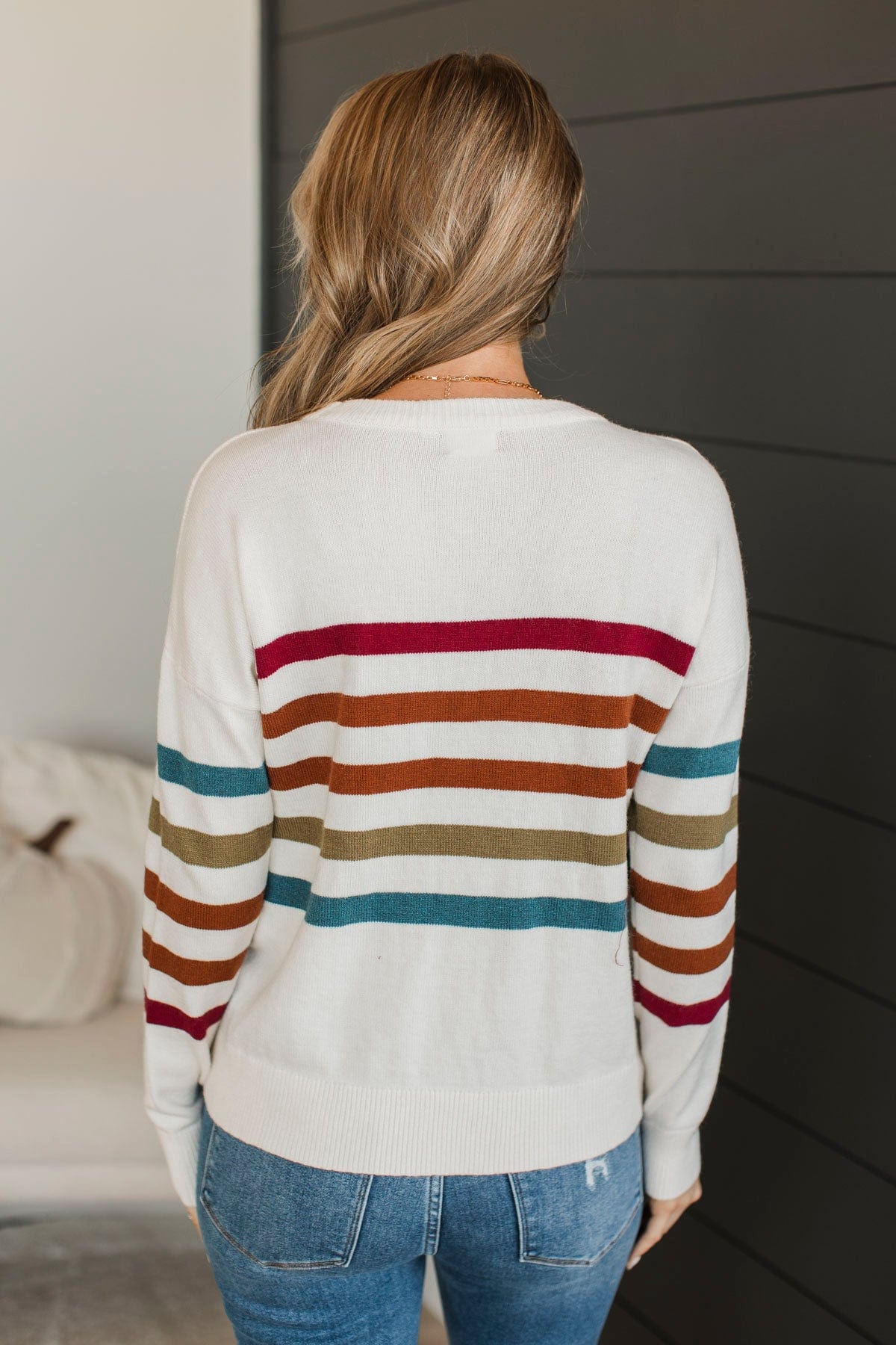 Keep Coming Back Striped Sweater- Off-White