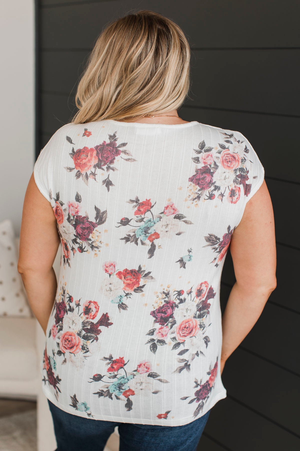 Lasting Laughter Floral Top- Ivory