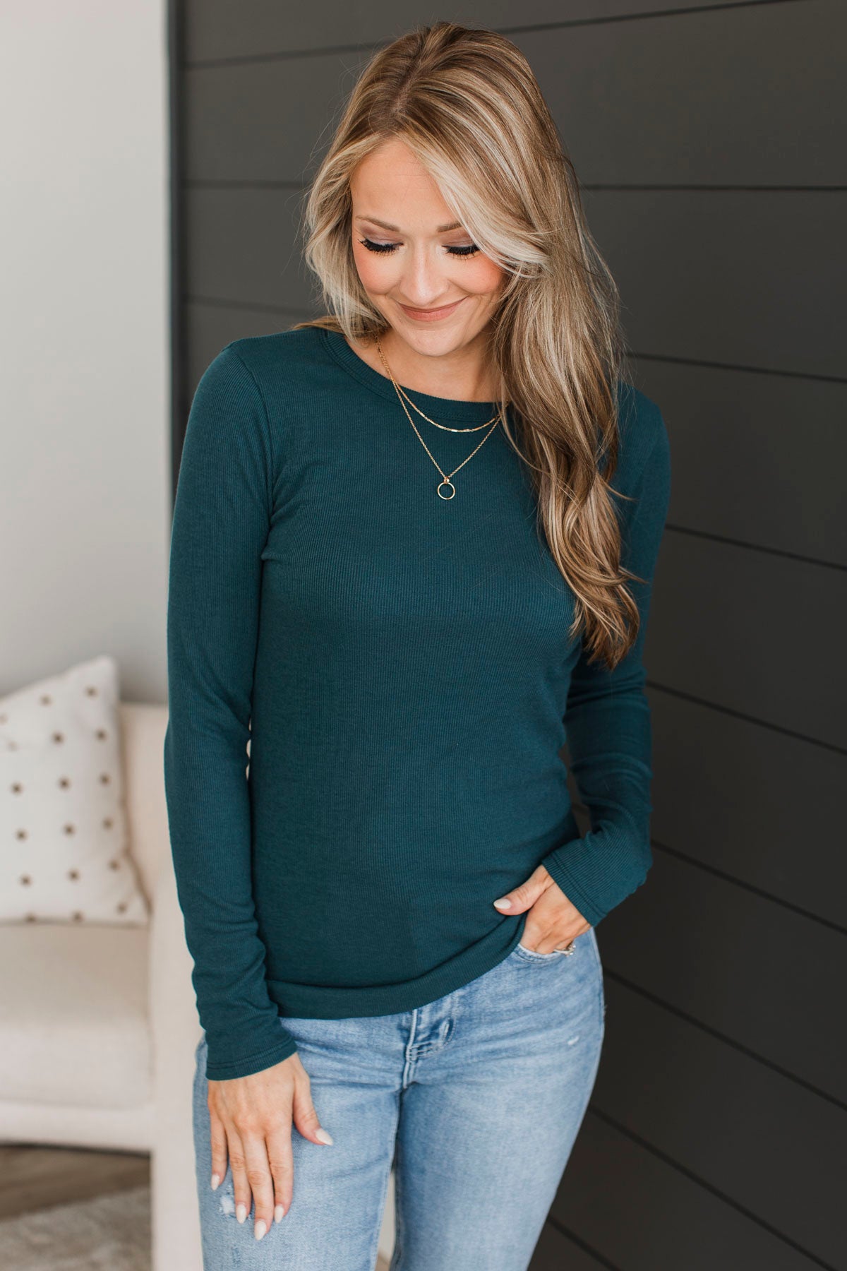 Super Lovable Long Sleeve Top- Dark Teal