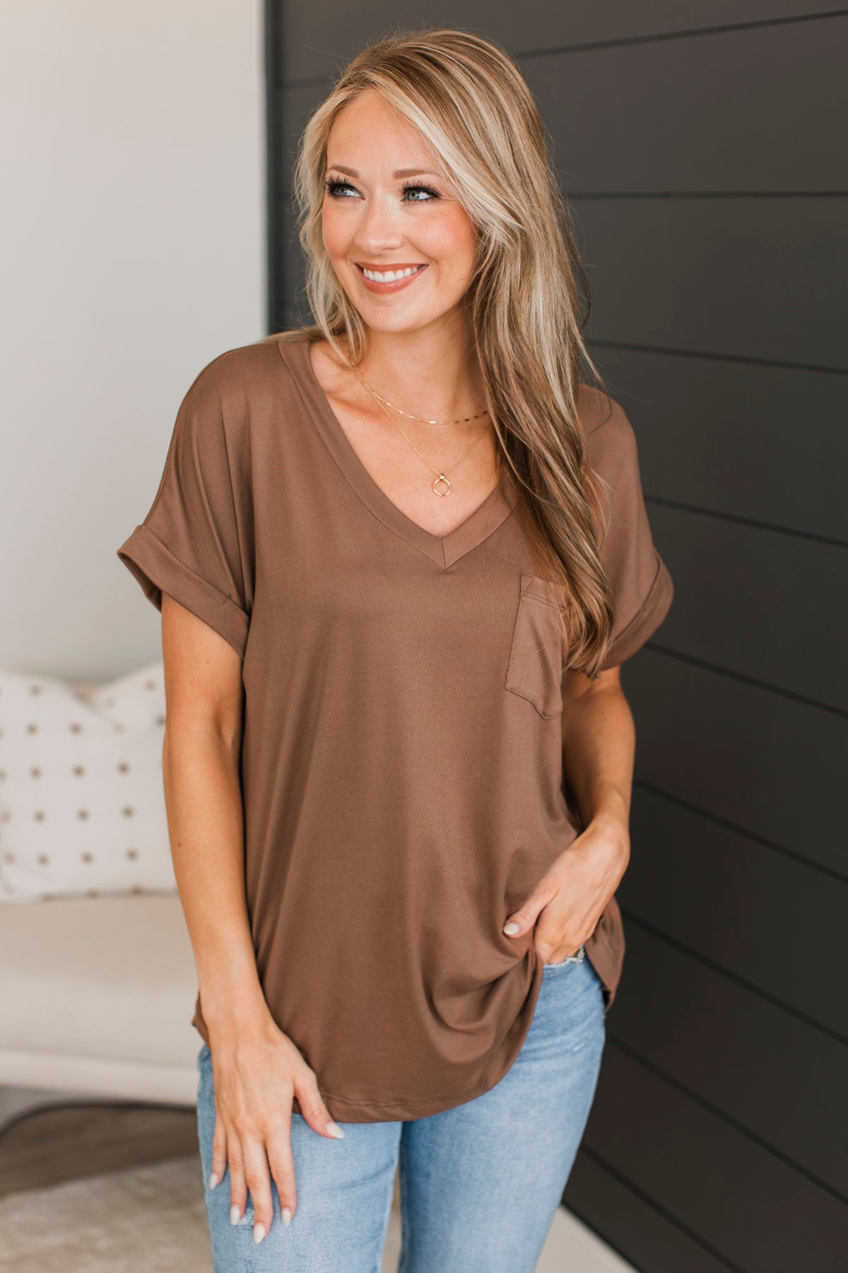 All The Best Short Sleeve Top- Dark Mocha