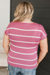 Dream Of The Day Striped Knit Top- Rose