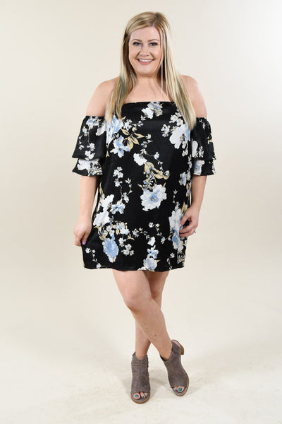 Black Floral Off The Shoulder Dress The Pulse Boutique 1267