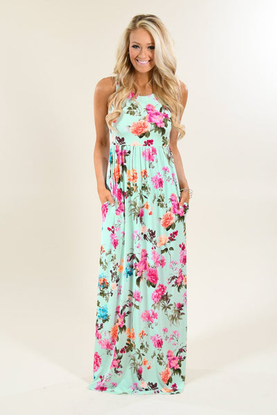 Floral Showers Mint Maxi Dress – The Pulse Boutique