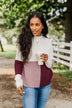 Charmed Life Color Block Sweater- Ivory, Mauve Purple, & Burgundy