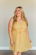 Golden Sunsets Floral Print Dress- Mustard